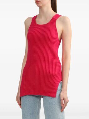 Helmut Lang side-slit ribbed-knit tank top Size Small NWT